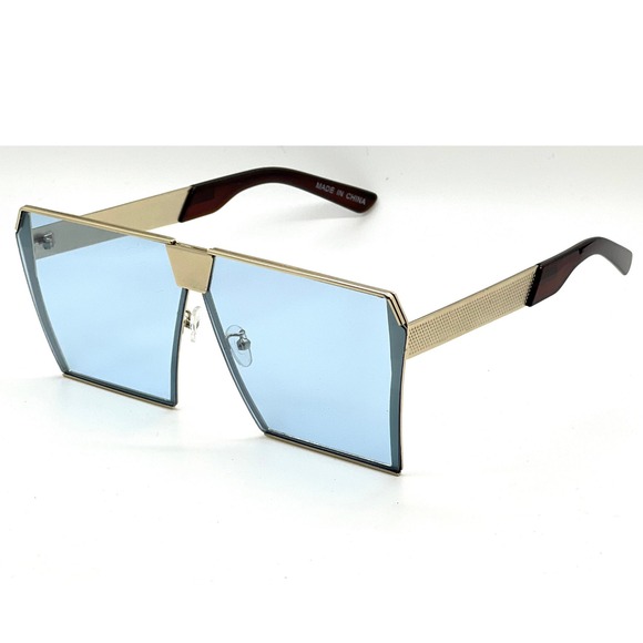 Accessories - Oversized Square Sunglasses Flat Top Shield Mirrored Lens Fashion Festival Gafas